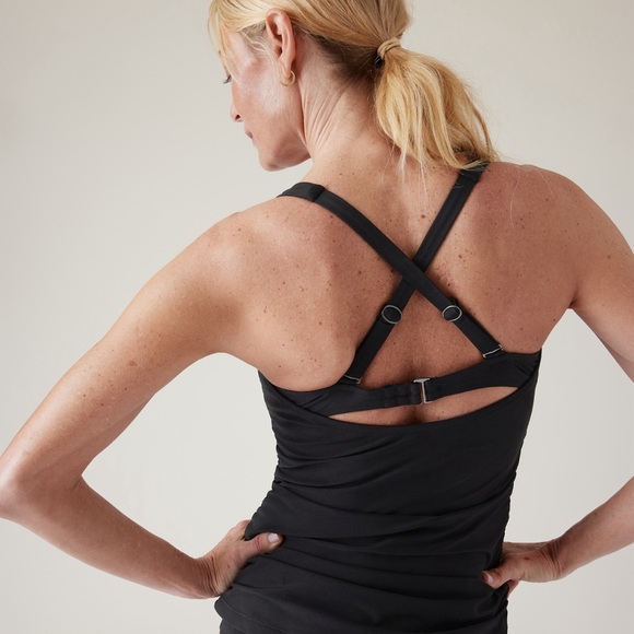 Athleta Square Neck Bra Cup Tankini 36D, Navy Blue - Picture 4 of 7